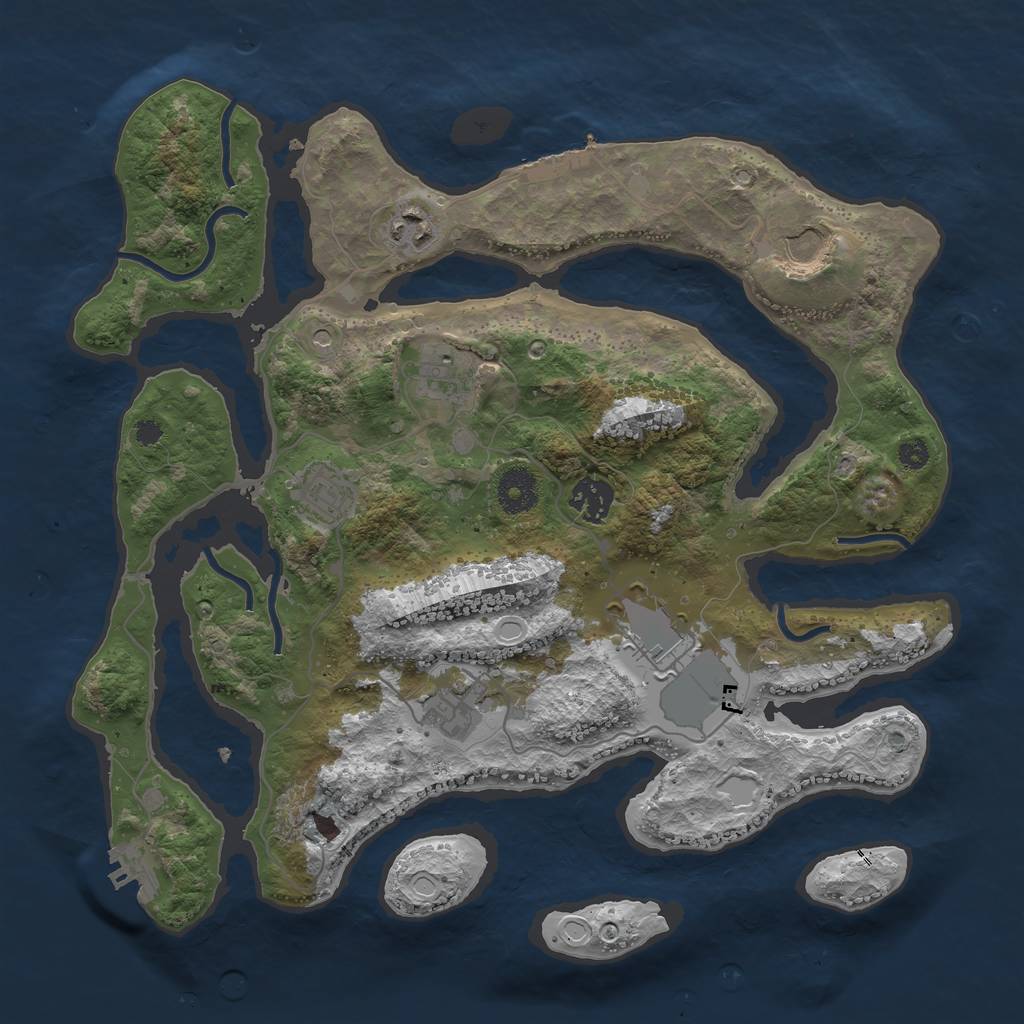 Rust Map: Procedural Map, Size: 3500, Seed: 63452323, 18 Monuments