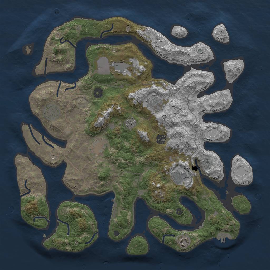 Rust Map: Procedural Map, Size: 4000, Seed: 1200806356, 19 Monuments