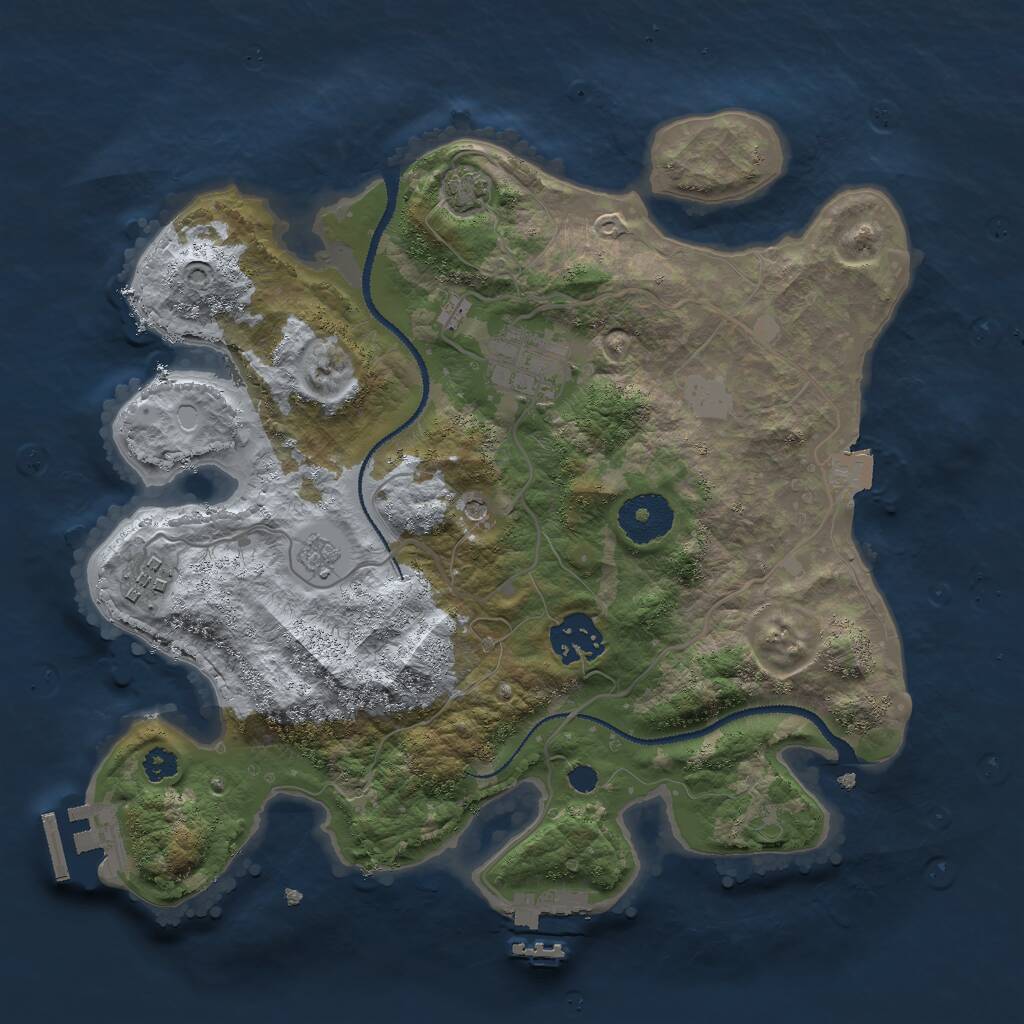 Rust Map: Procedural Map, Size: 3000, Seed: 38663554, 9 Monuments