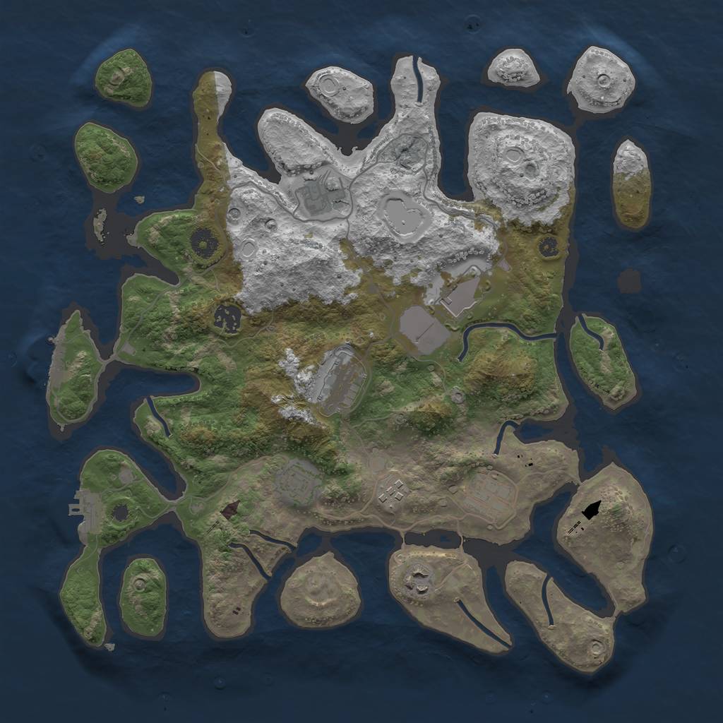 Rust Map: Procedural Map, Size: 3800, Seed: 4457332, 19 Monuments