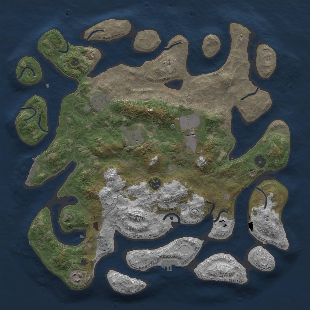 Rust Map: Procedural Map, Size: 4000, Seed: 2117173246, 17 Monuments