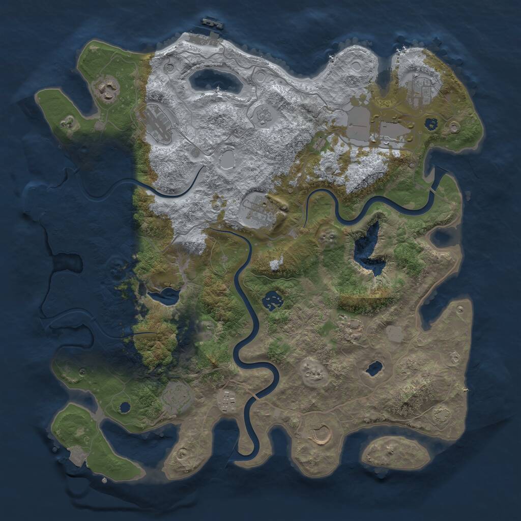 Rust Map: Procedural Map, Size: 4000, Seed: 24570, 16 Monuments