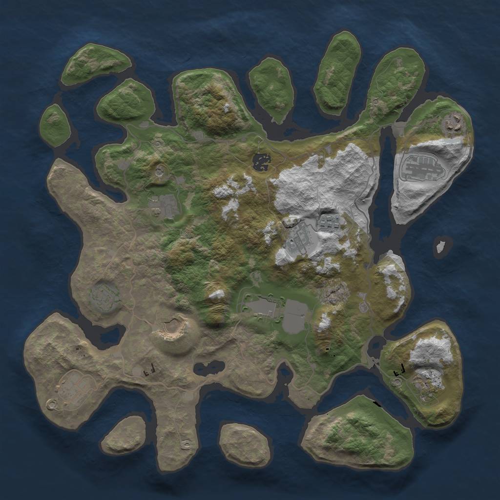 Rust Map: Barren, Size: 4000, Seed: 1158291659, 14 Monuments