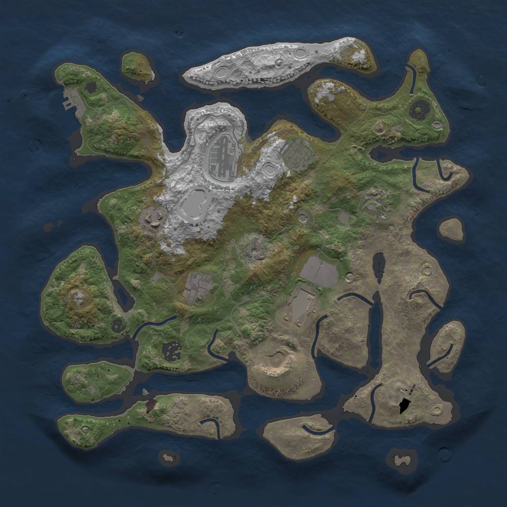 Rust Map: Procedural Map, Size: 3700, Seed: 1343582915, 18 Monuments