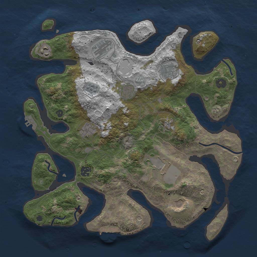 Rust Map: Procedural Map, Size: 3700, Seed: 224340247, 21 Monuments