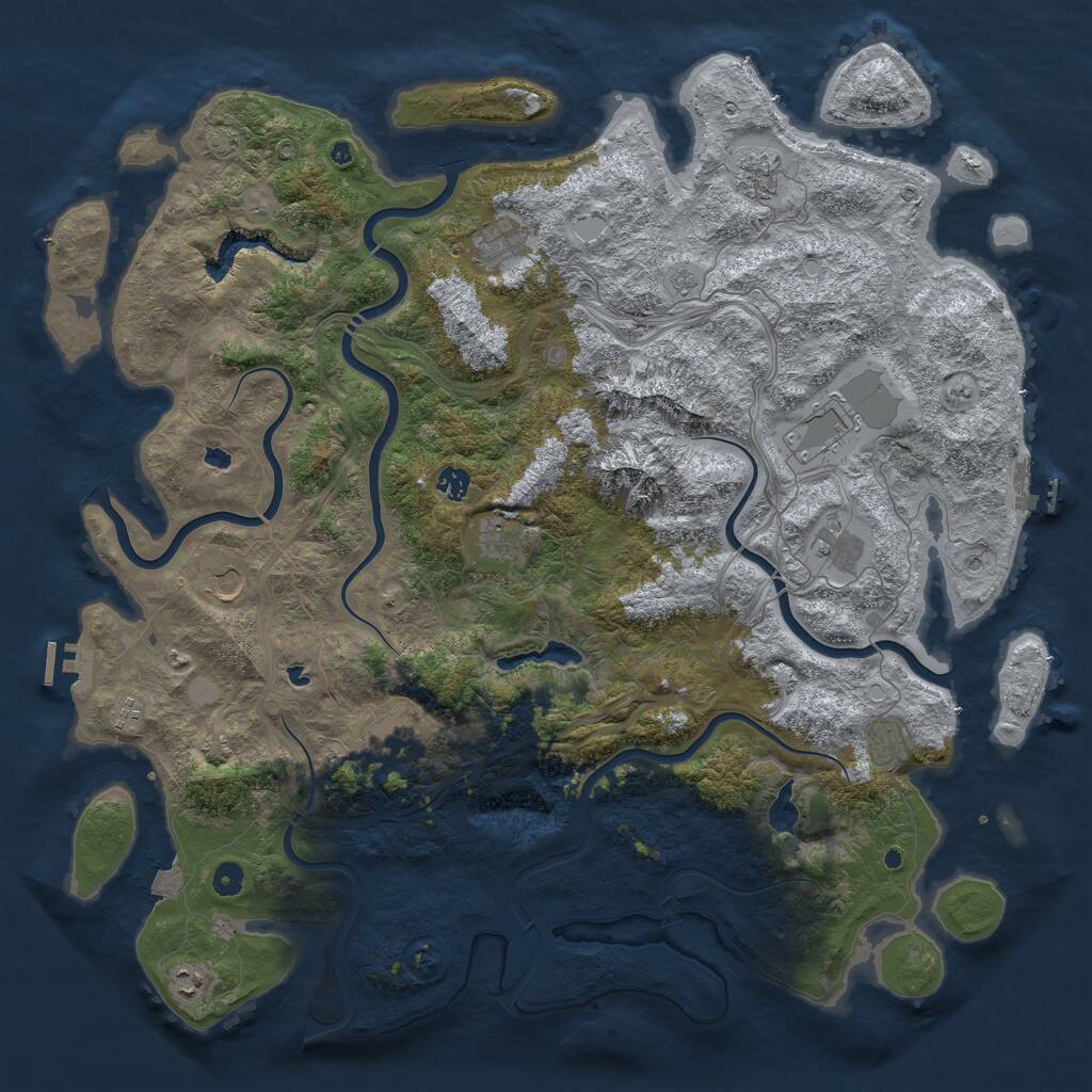Rust Map: Procedural Map, Size: 5000, Seed: 5004, 17 Monuments