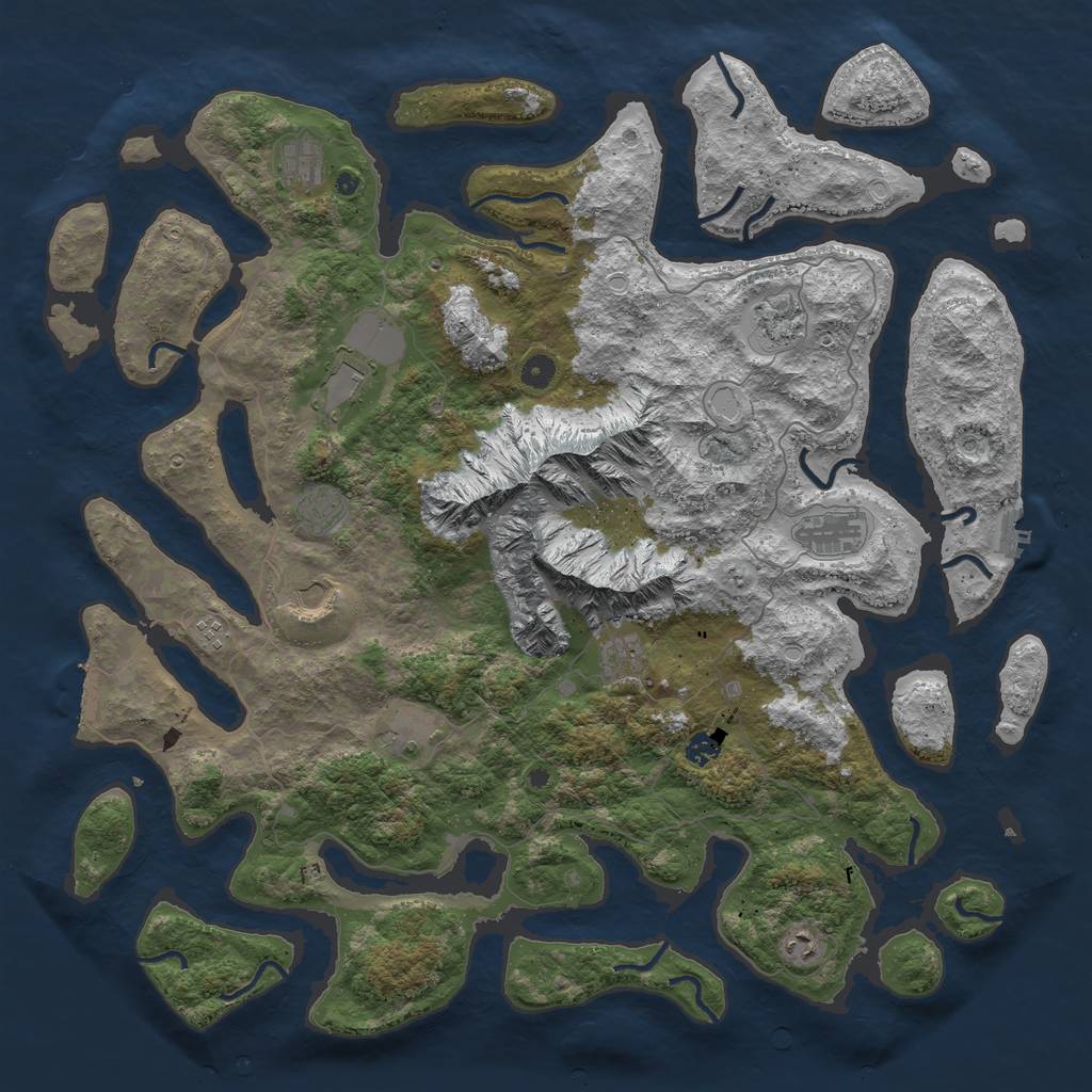 Rust Map: Procedural Map, Size: 5000, Seed: 5004, 22 Monuments