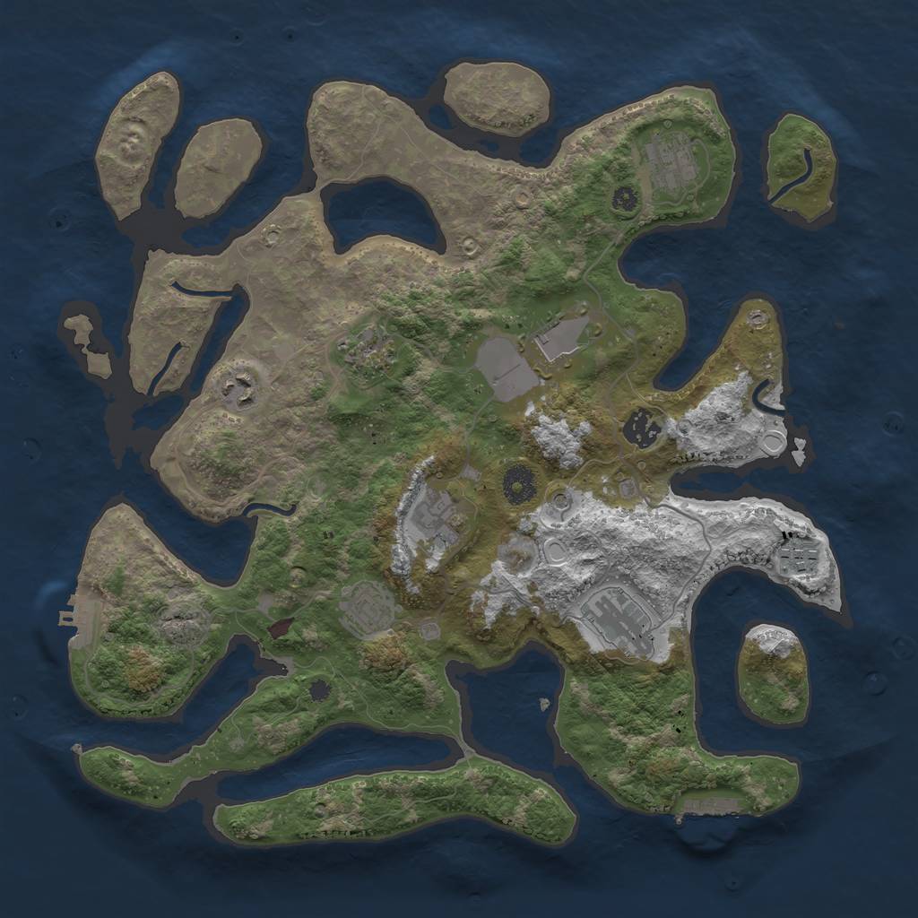 Rust Map: Procedural Map, Size: 3750, Seed: 504257464, 20 Monuments
