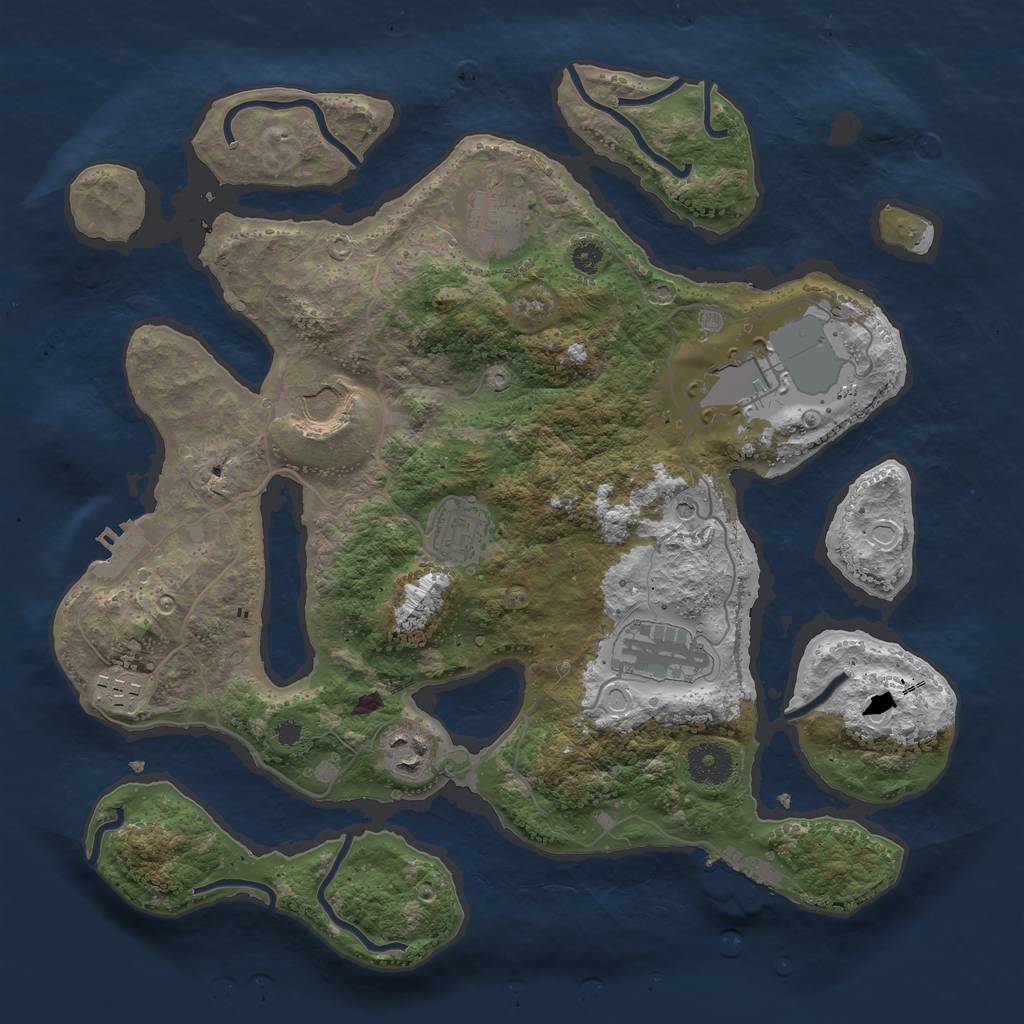 Rust Map: Procedural Map, Size: 3500, Seed: 100030927, 18 Monuments