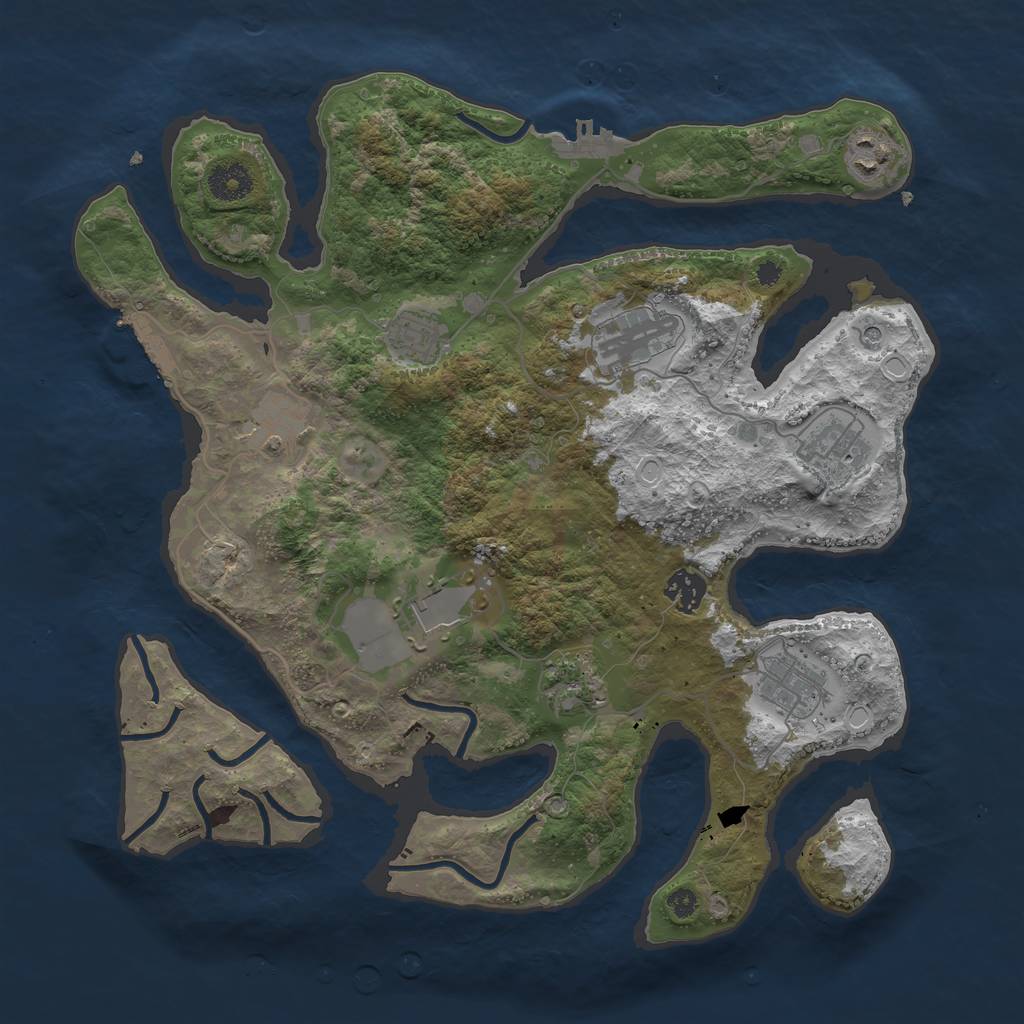 Rust Map: Procedural Map, Size: 3700, Seed: 1329623579, 20 Monuments
