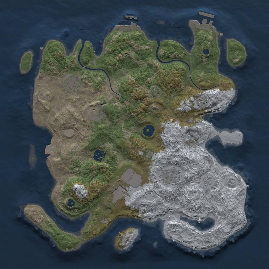 Rust Map: Procedural Map, Size: 3500, Seed: 529126969, 11 Monuments