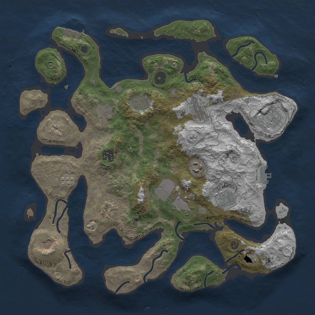 Rust Map: Procedural Map, Size: 3850, Seed: 1080460688, 22 Monuments