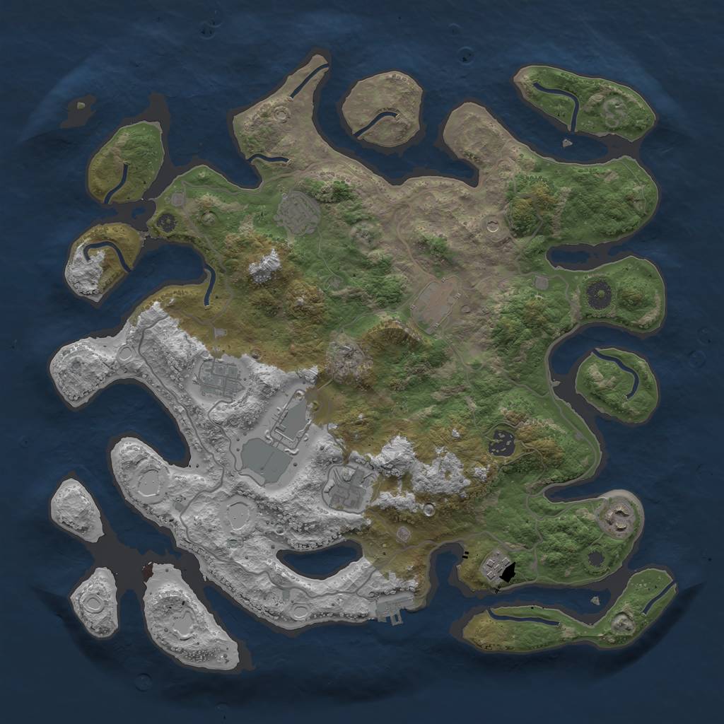 Rust Map: Procedural Map, Size: 4000, Seed: 949324, 18 Monuments