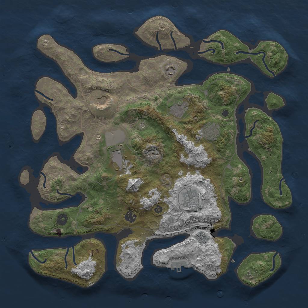 Rust Map: Procedural Map, Size: 4000, Seed: 77357, 18 Monuments