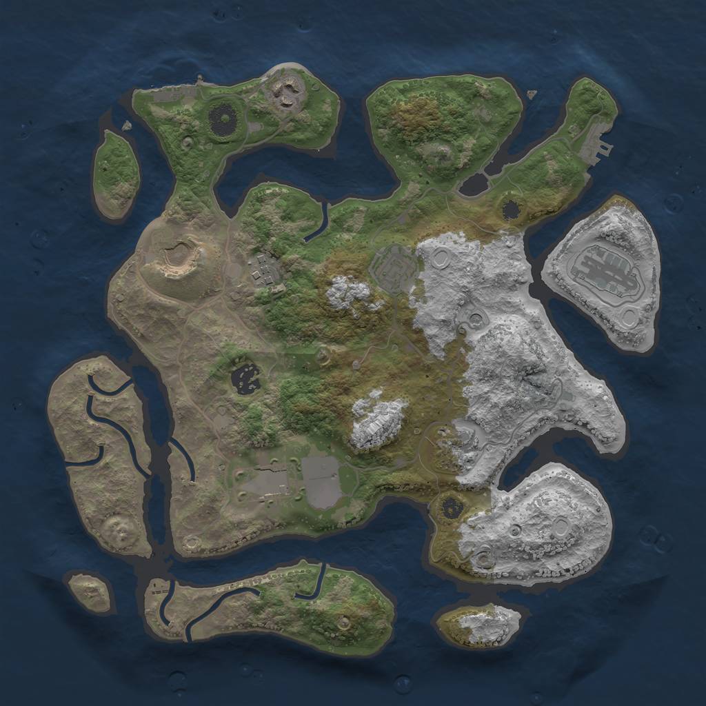 Rust Map: Procedural Map, Size: 3500, Seed: 705874, 19 Monuments