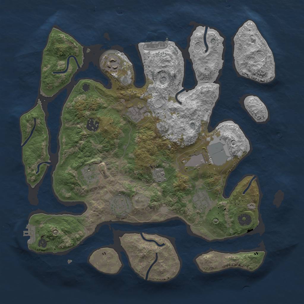 Rust Map: Procedural Map, Size: 3500, Seed: 9952223, 19 Monuments