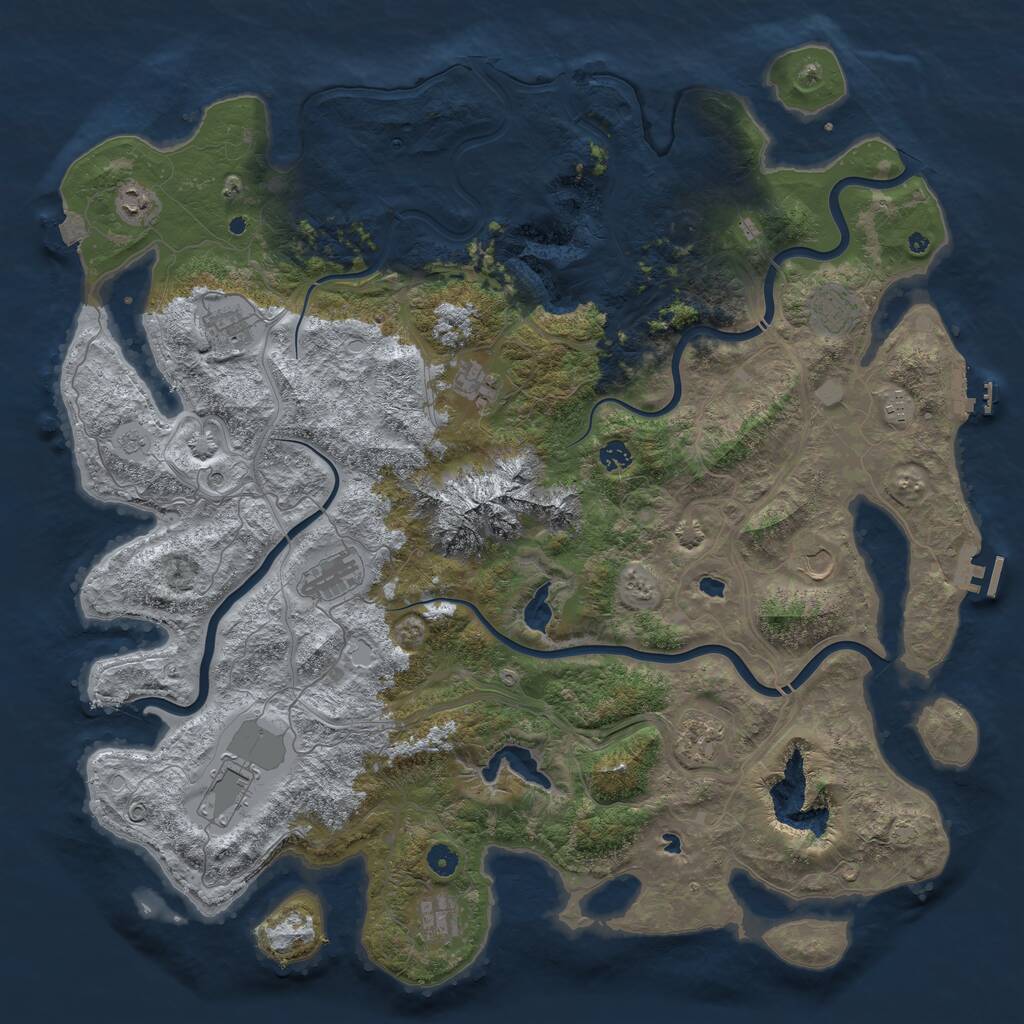Rust Map: Procedural Map, Size: 5000, Seed: 596433885, 17 Monuments
