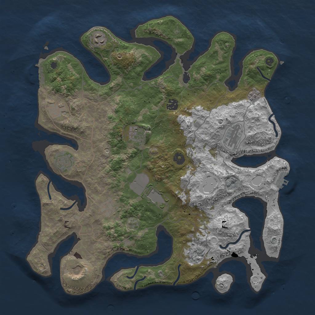 Rust Map: Procedural Map, Size: 4000, Seed: 1790146394, 22 Monuments