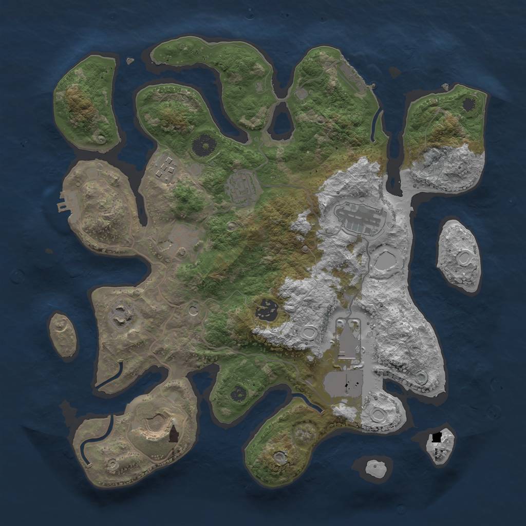 Rust Map: Procedural Map, Size: 3500, Seed: 338461781, 19 Monuments