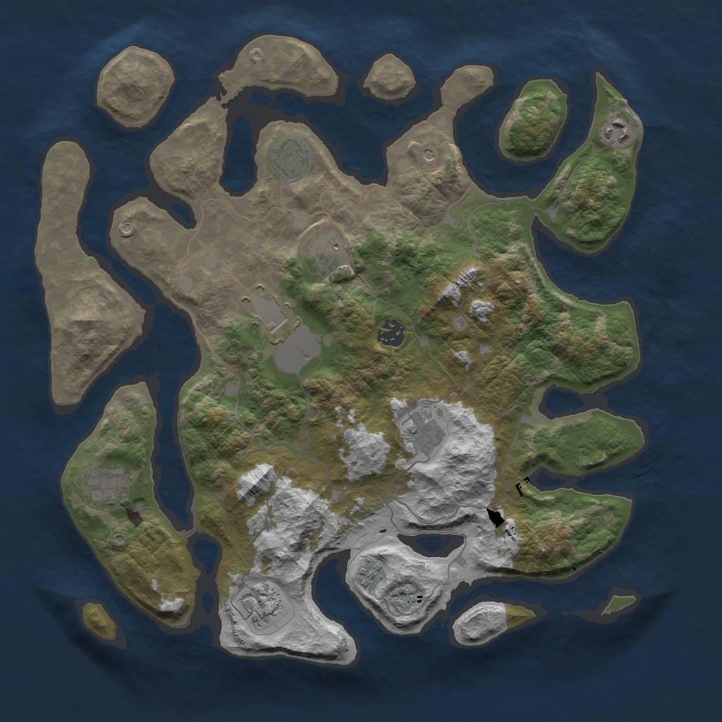 Rust Map: Barren, Size: 4000, Seed: 56, 12 Monuments