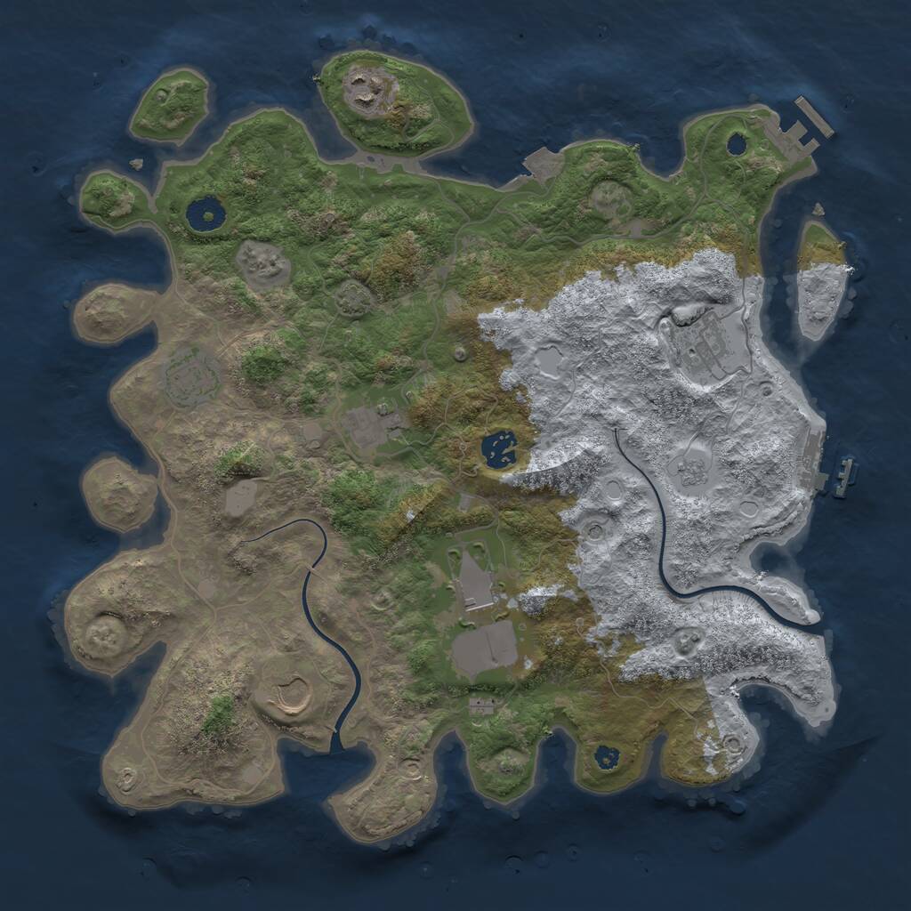 Rust Map: Procedural Map, Size: 3700, Seed: 2095643231, 13 Monuments