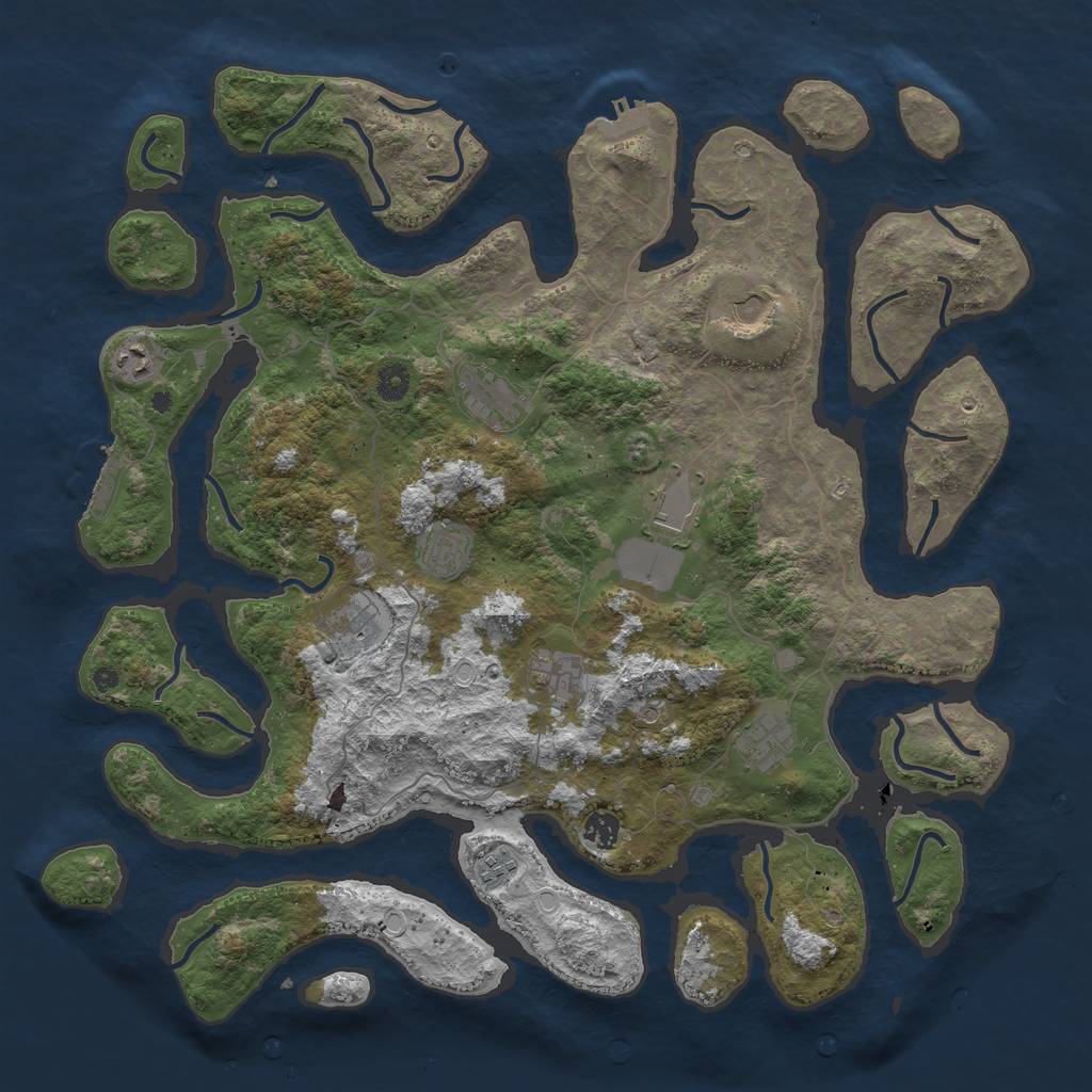 Rust Map: Procedural Map, Size: 4500, Seed: 412304917, 21 Monuments