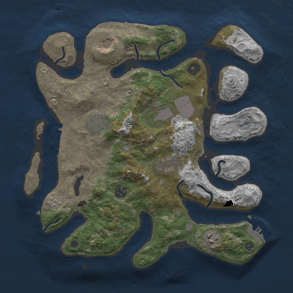 Rust Map: Procedural Map, Size: 3500, Seed: 2080798, 18 Monuments