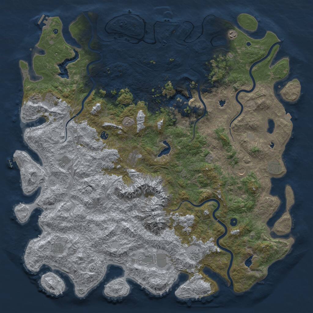 Rust Map: Procedural Map, Size: 6000, Seed: 6666, 17 Monuments