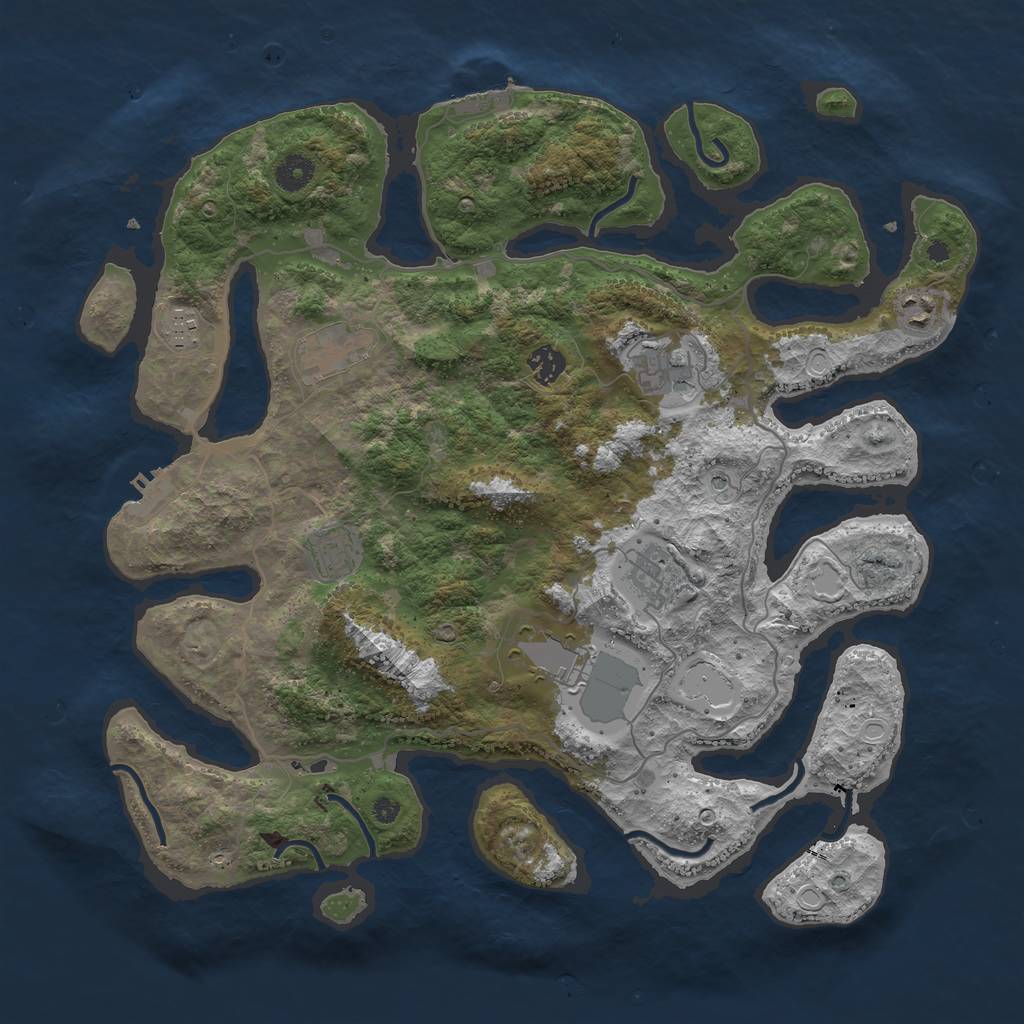 Rust Map: Procedural Map, Size: 4100, Seed: 74656, 19 Monuments