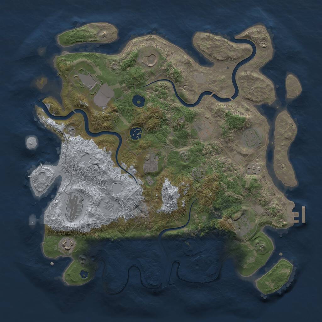 Rust Map: Procedural Map, Size: 3850, Seed: 1221883304, 15 Monuments