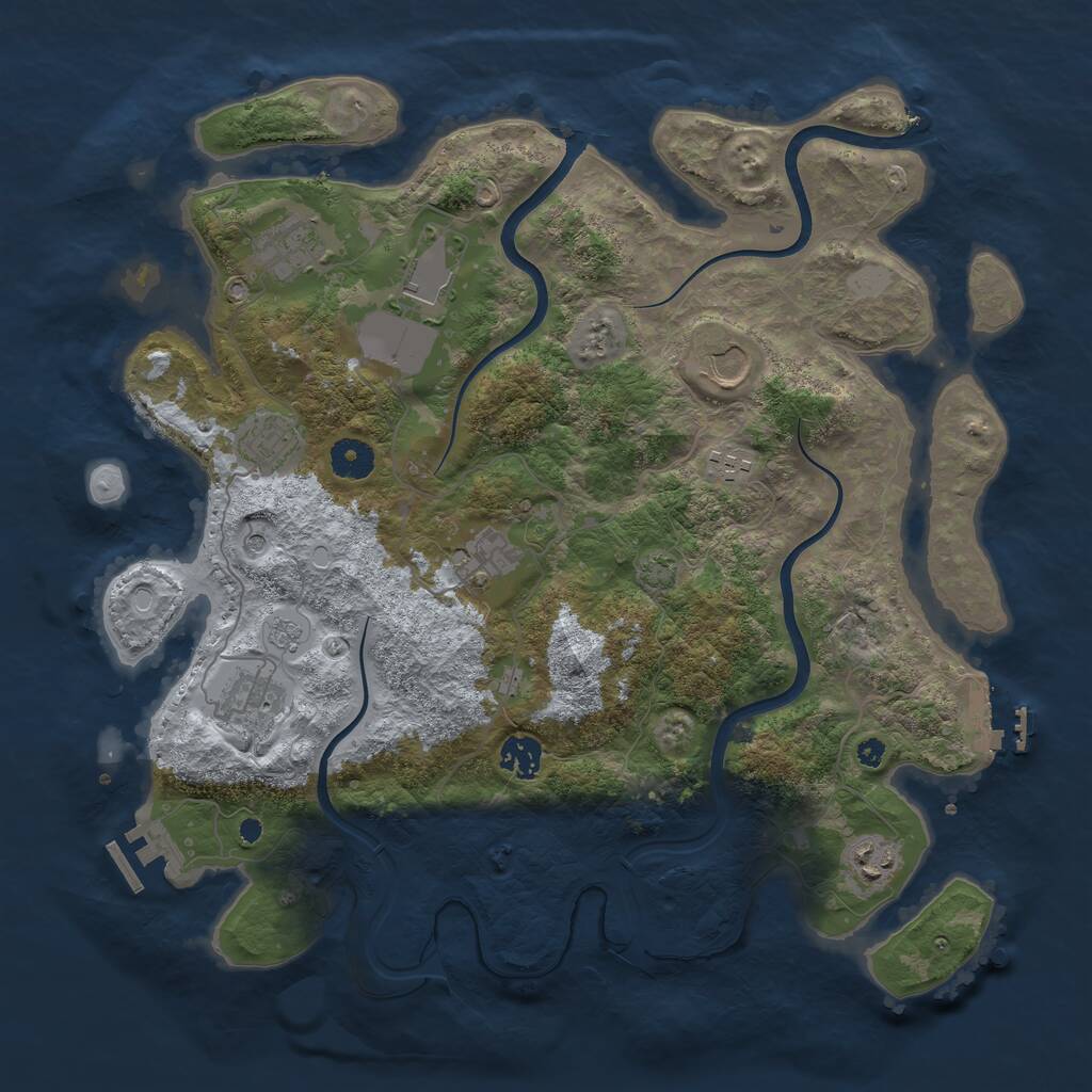 Rust Map: Procedural Map, Size: 3850, Seed: 1221883304, 15 Monuments
