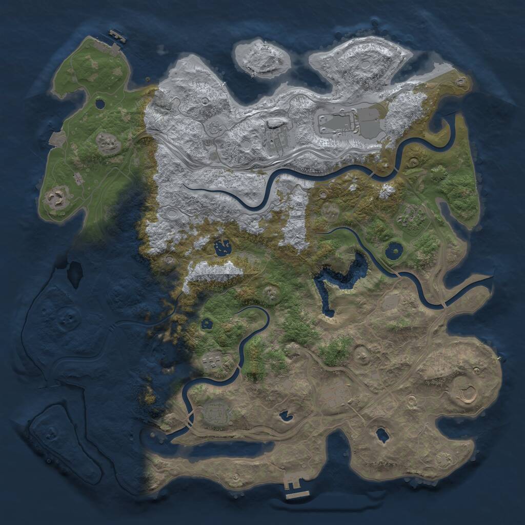 Rust Map: Procedural Map, Size: 4500, Seed: 558060672, 15 Monuments