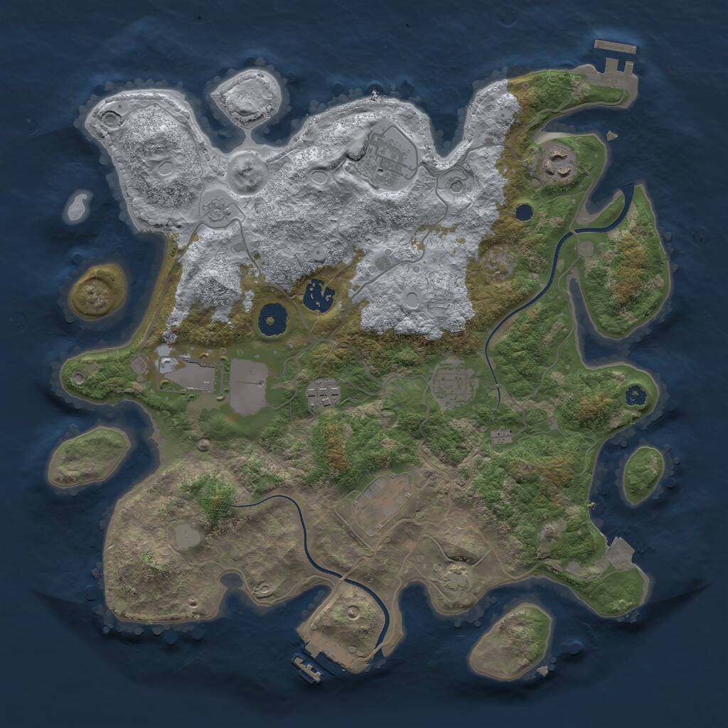 Rust Map: Procedural Map, Size: 3500, Seed: 1727723569, 13 Monuments