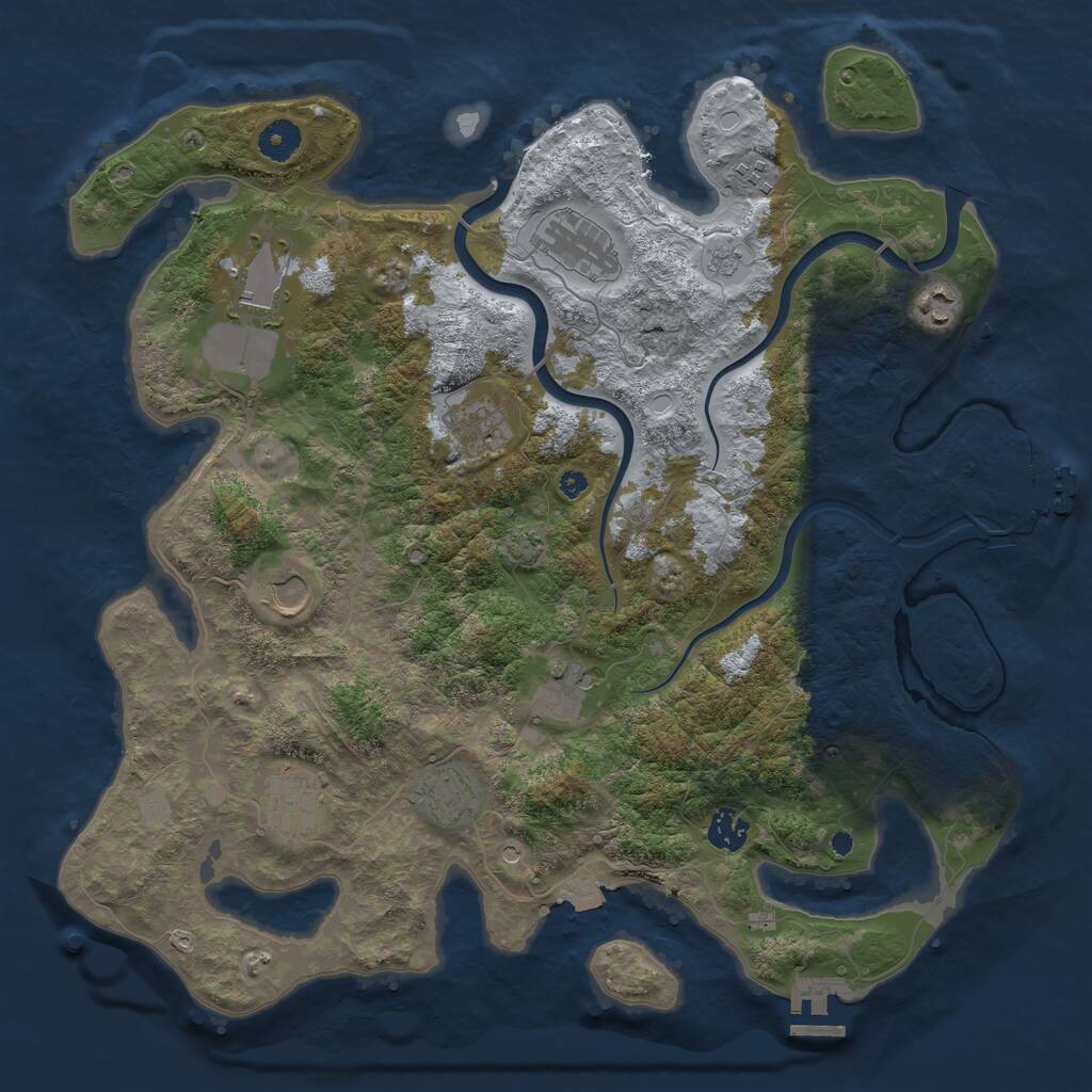 Rust Map: Procedural Map, Size: 3998, Seed: 66143311, 16 Monuments