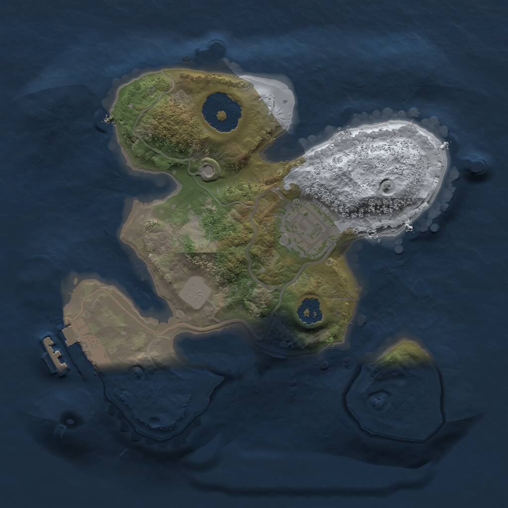 Rust Map: Procedural Map, Size: 2000, Seed: 1352986621, 3 Monuments