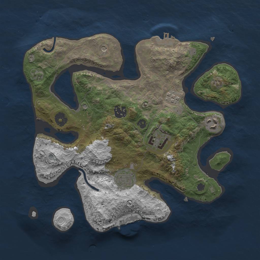 Rust Map: Procedural Map, Size: 3000, Seed: 590853845, 16 Monuments