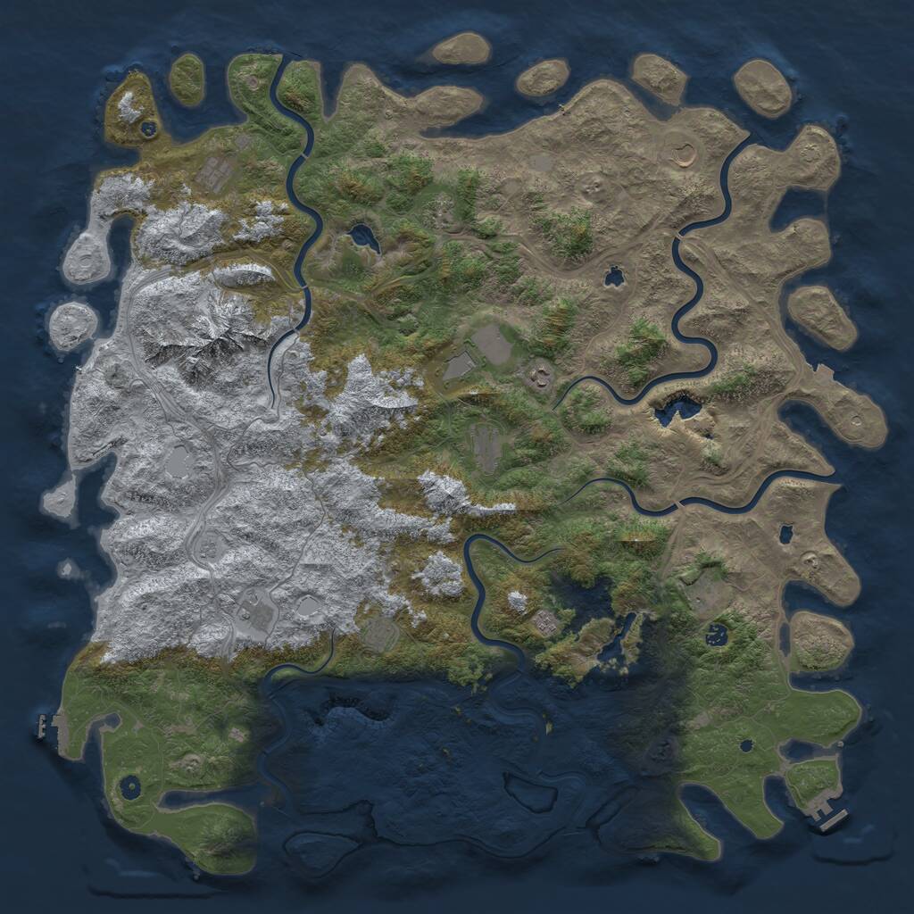 Rust Map: Procedural Map, Size: 6000, Seed: 2435641, 17 Monuments