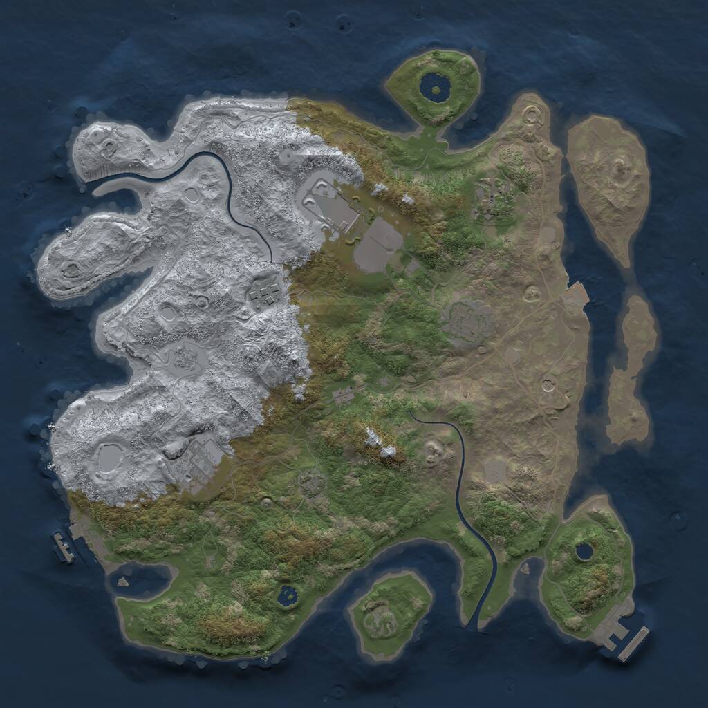 Rust Map: Procedural Map, Size: 3500, Seed: 1331737919, 11 Monuments