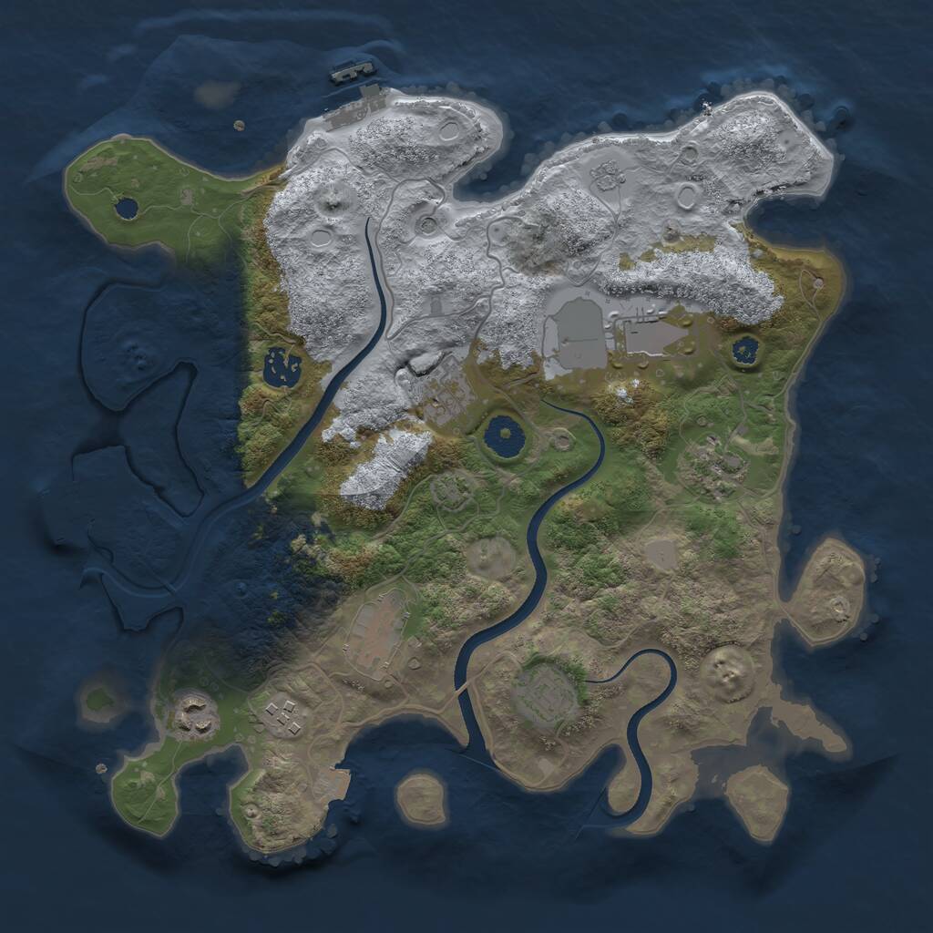 Rust Map: Procedural Map, Size: 3500, Seed: 586450480, 14 Monuments