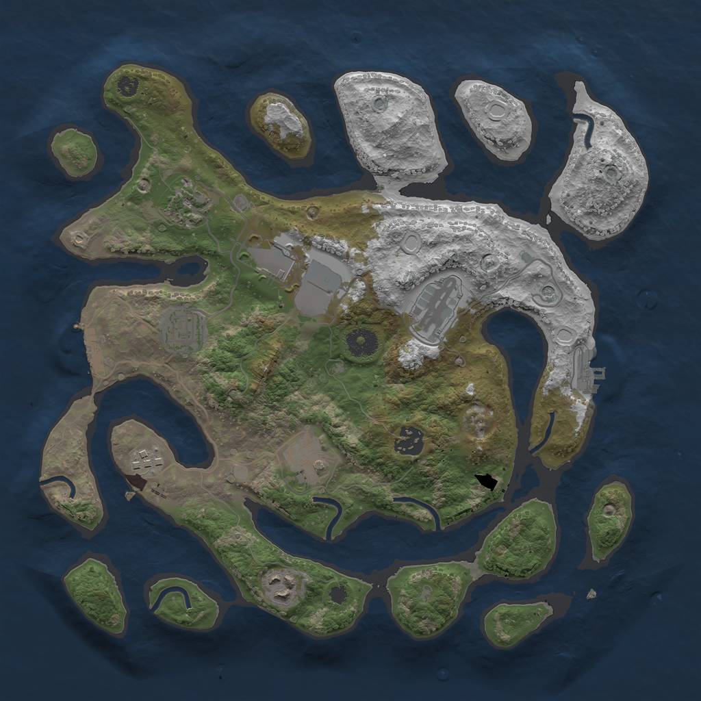 Rust Map: Procedural Map, Size: 3500, Seed: 1450626526, 19 Monuments