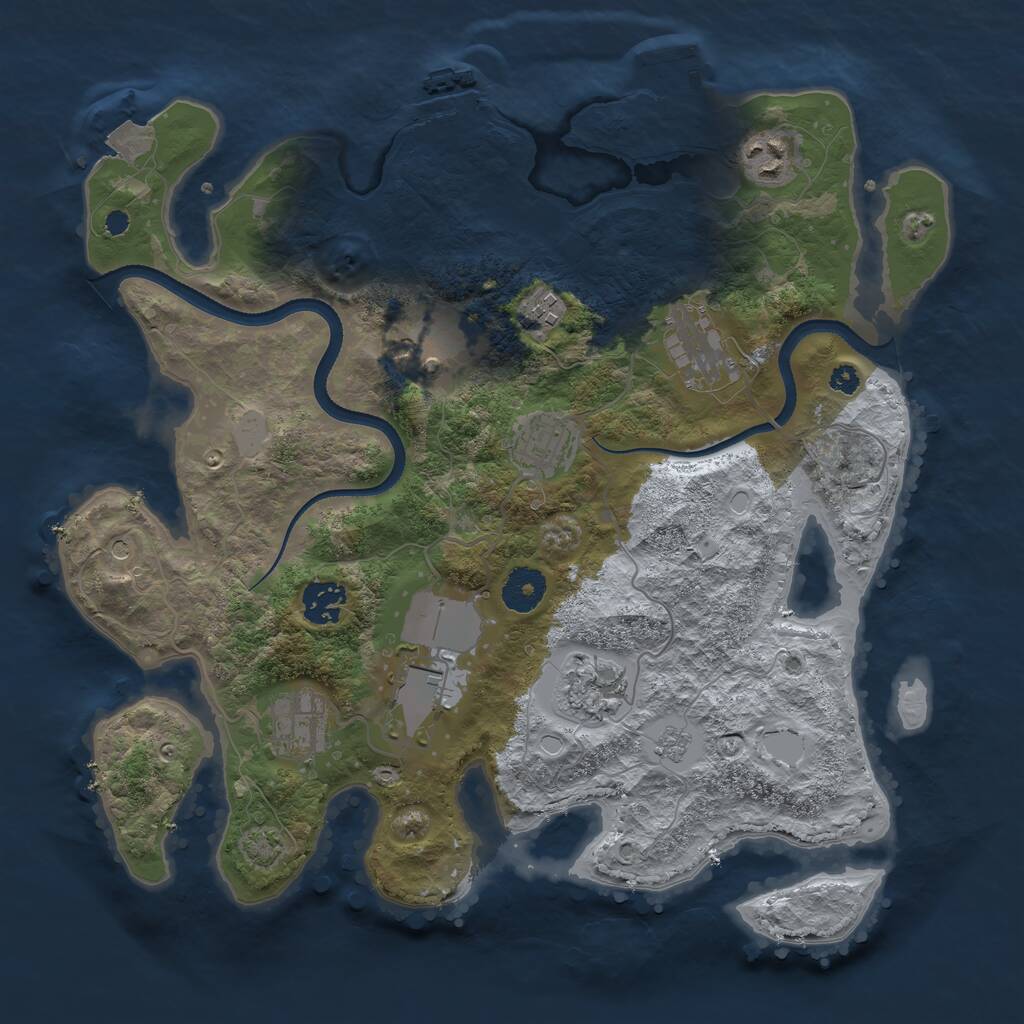 Rust Map: Procedural Map, Size: 3500, Seed: 1411632707, 15 Monuments
