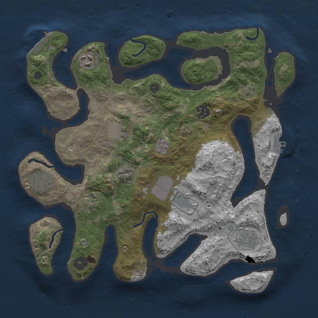 Rust Map: Procedural Map, Size: 3500, Seed: 1411632707, 19 Monuments