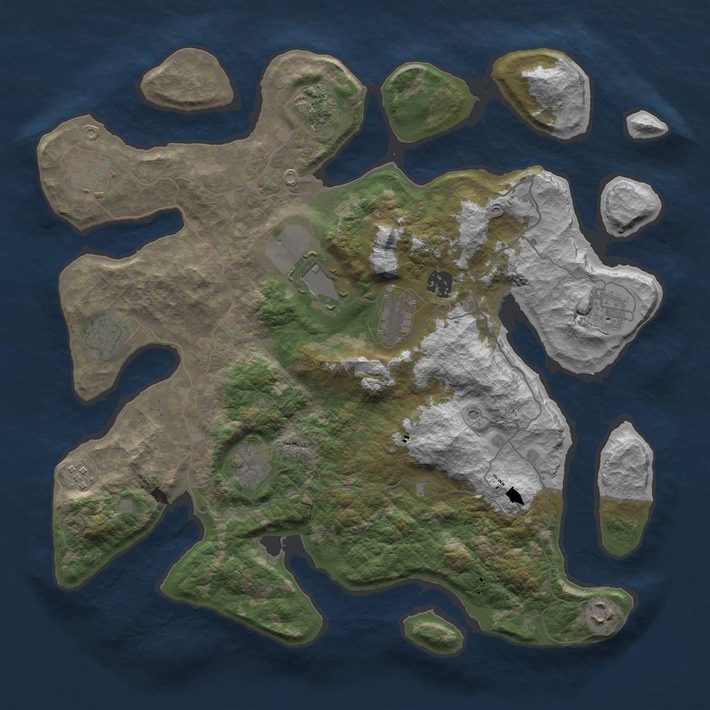 Rust Map: Barren, Size: 4000, Seed: 188951501, 13 Monuments