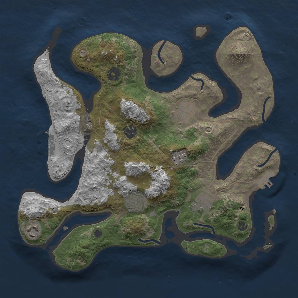 Rust Map: Procedural Map, Size: 3250, Seed: 501119585, 17 Monuments