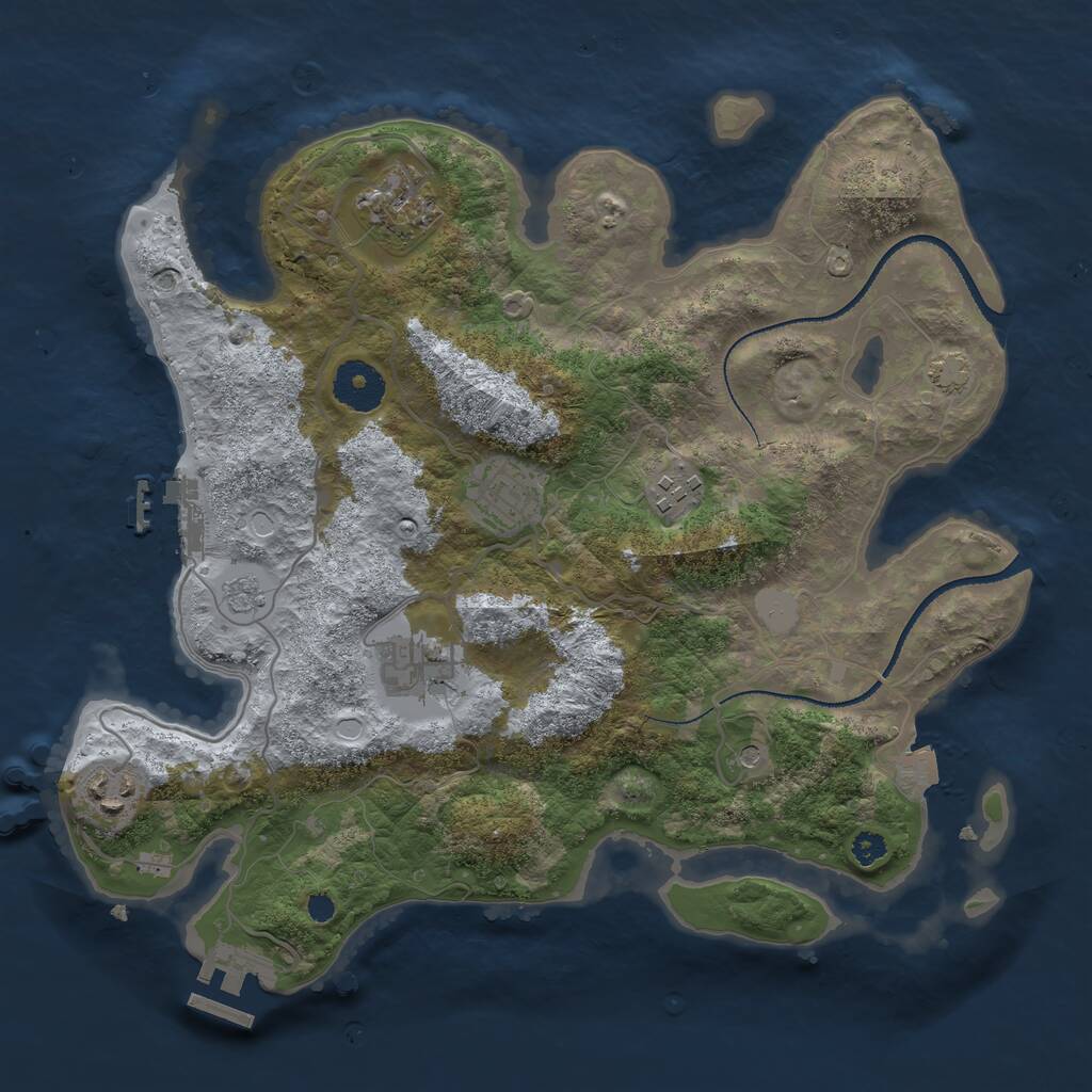 Rust Map: Procedural Map, Size: 3250, Seed: 501119585, 11 Monuments