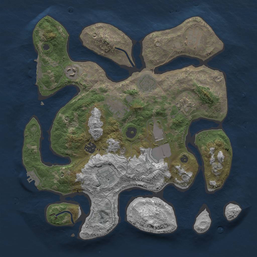 Rust Map: Procedural Map, Size: 3500, Seed: 595253239, 19 Monuments