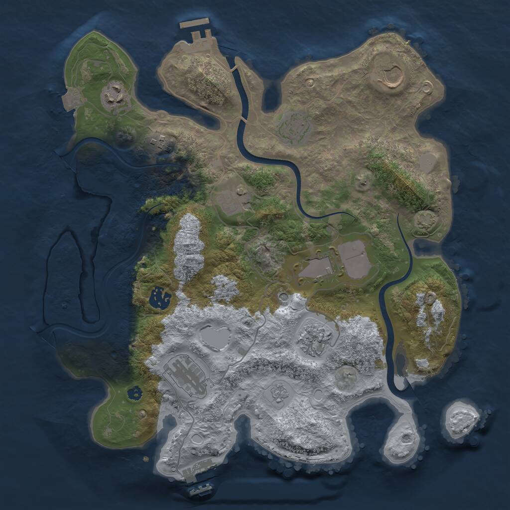 Rust Map: Procedural Map, Size: 3500, Seed: 595253239, 15 Monuments
