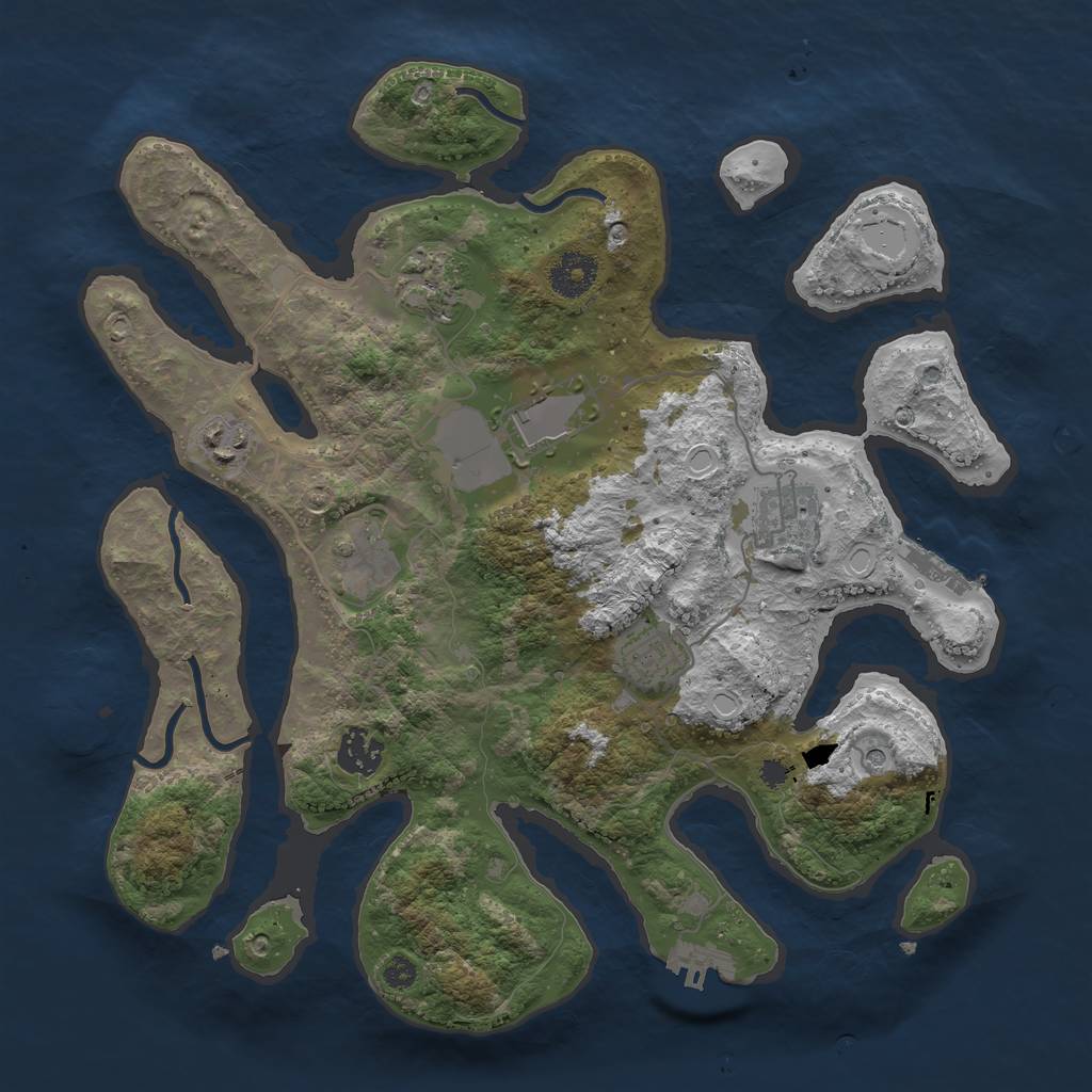 Rust Map: Procedural Map, Size: 3500, Seed: 52061340, 18 Monuments