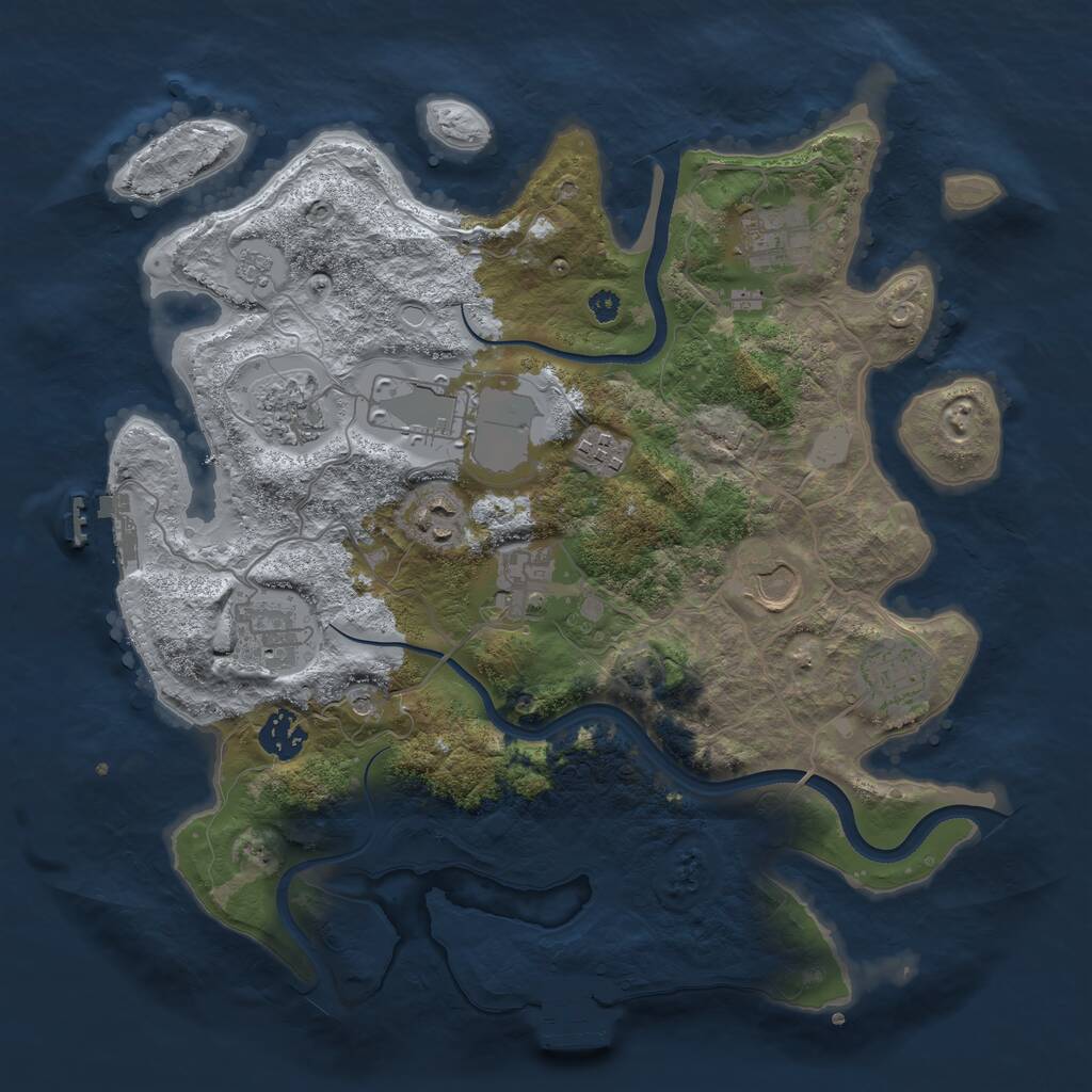 Rust Map: Procedural Map, Size: 3500, Seed: 647172267, 16 Monuments