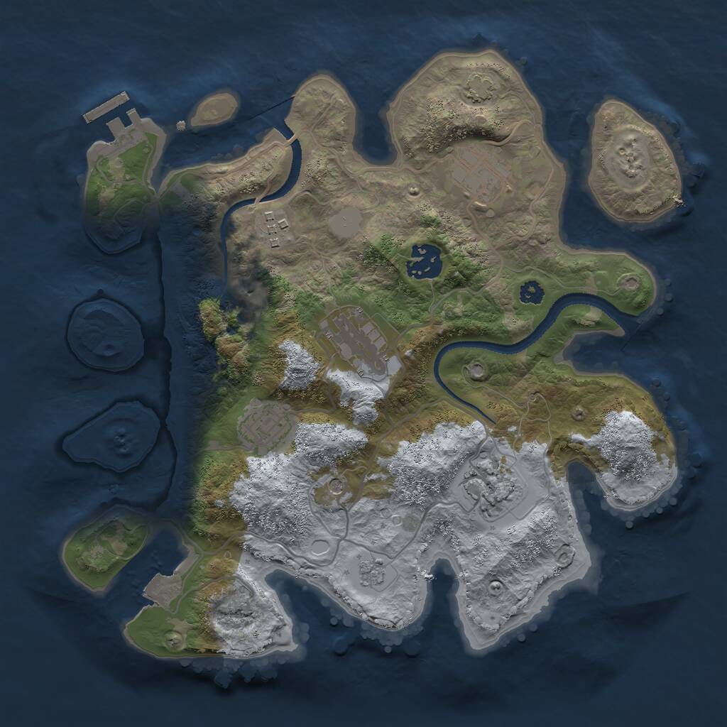 Rust Map: Procedural Map, Size: 3000, Seed: 2093286219, 11 Monuments